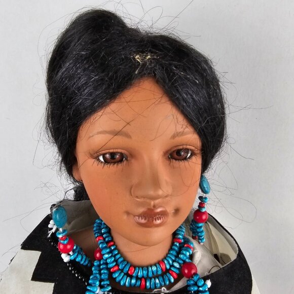 Porcelain Native American Doll Numbered Traditions Doll Collection 25 in Vintage - Picture 16 of 16